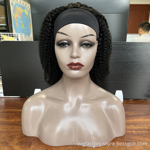 Headbang 10-30Inch human hair wigs in nigeria, cheap 100 human afro curly headband wig, 150% afro kinky human hair wig